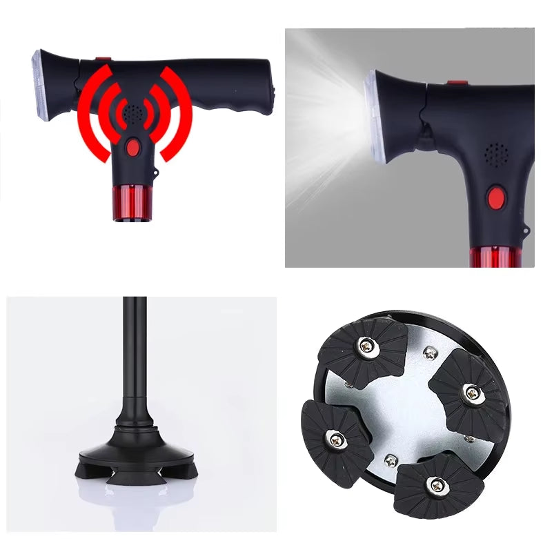Collapsible Telescopic Folding Cane Elder Cane LED Walking Trusty Sticks Elder Crutches Mothers Elder Fathers Walking Sticks