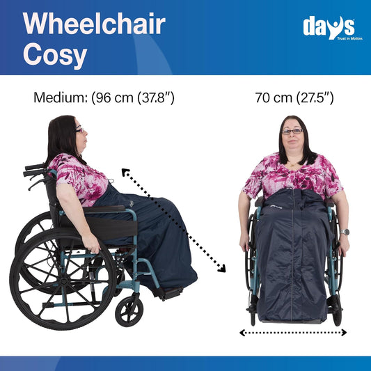 Homecraft Wheelchair Cosy, Standard Size, Wheelchair Blanket for Warmth and Comfort, Wheelchair Accessory, Fleece Lined Blanket with Ring Pulled Zipper, Fits Nearly All Manual Wheelchairs