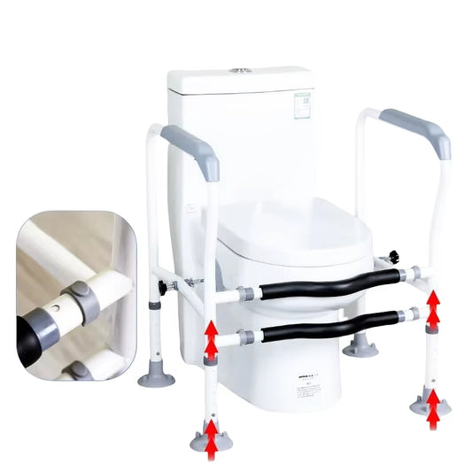 Adjustable Toilet Safety Rail for Elderly Pregnant Disabled Non-Slip Bathroom Handrail with Suction Cups Anti-Fall Assist Frame