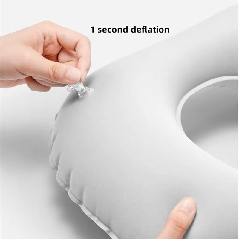 Coussin de Nuque Gonflable Compact – Idéal pour Avion, Train ou Sieste à la Maison