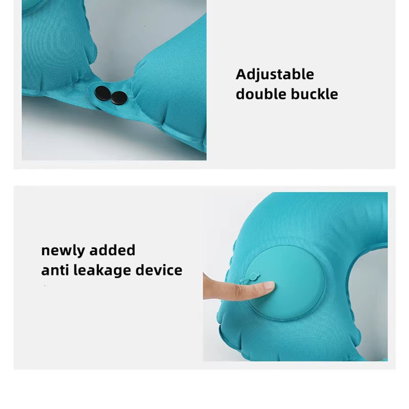 Coussin de Nuque Gonflable Compact – Idéal pour Avion, Train ou Sieste à la Maison