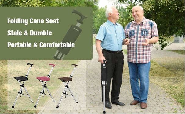 Canne de Marche Pliable avec Siège Légère