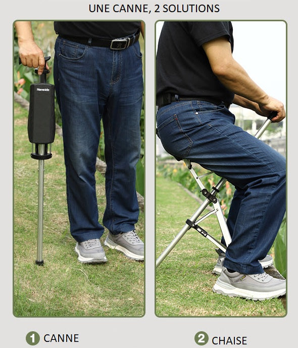 Canne de Marche Pliable avec Siège Légère