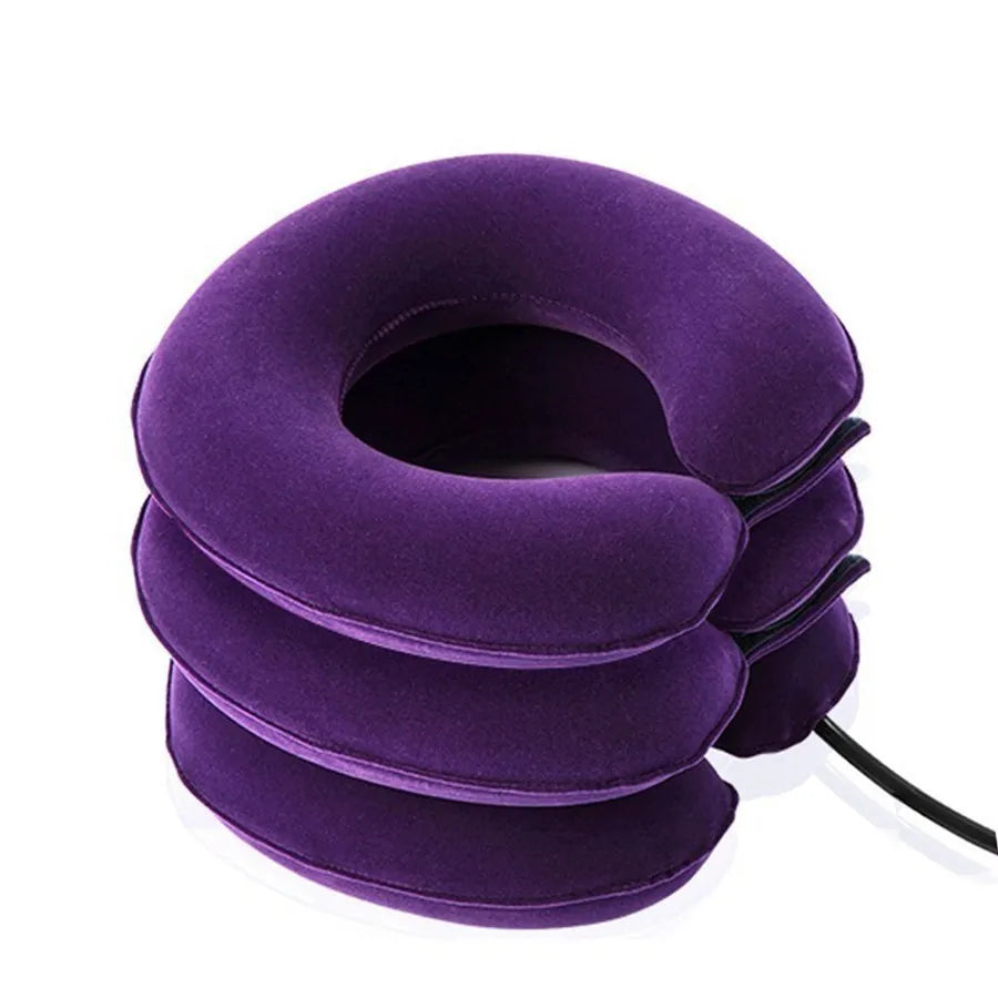 Collier Cervical Gonflable à 3 Couches – Traction Douce et Soulagement des Douleurs Cervicales