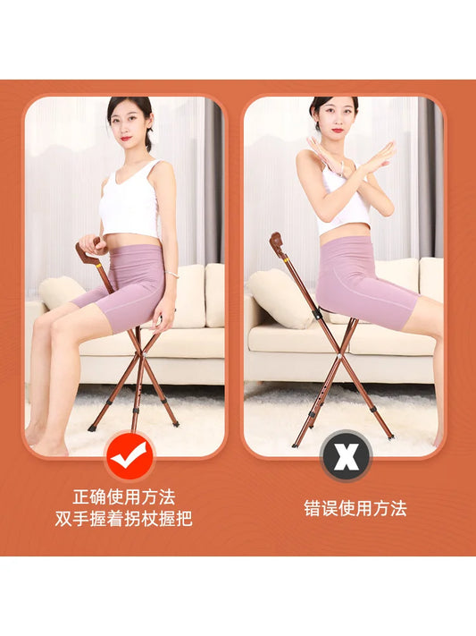 Canne de Marche avec Siège Intégré – Pliable, Légère et Sécurisée pour Seniors