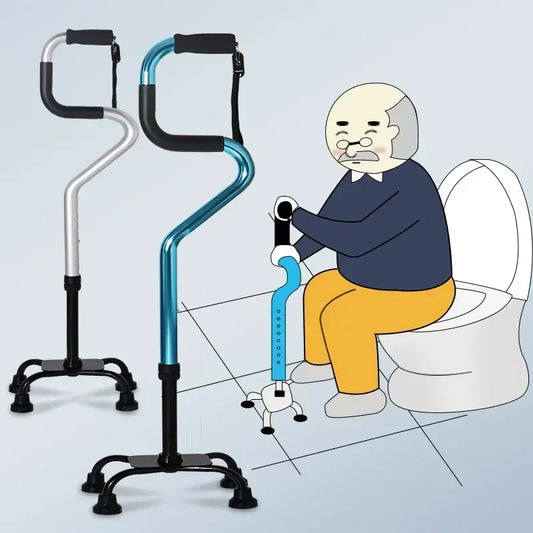 Canne de Marche à Quatre Pieds Antidérapante – Aide Sécurisée pour Seniors