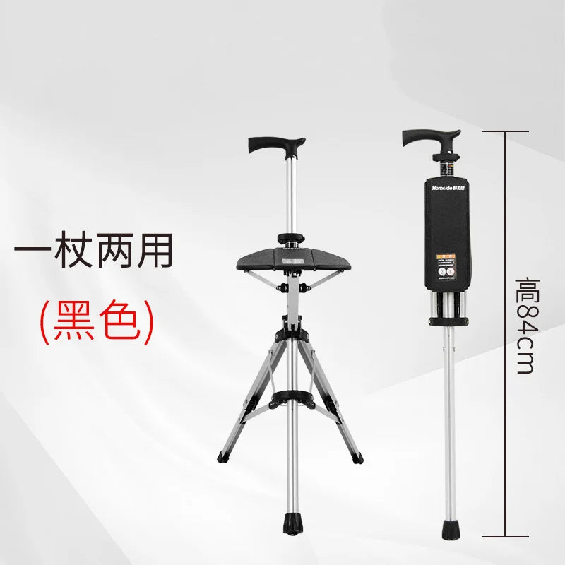 Canne de Marche Multifonction avec Siège – Pliable d’un Clic et Antidérapante pour Seniors