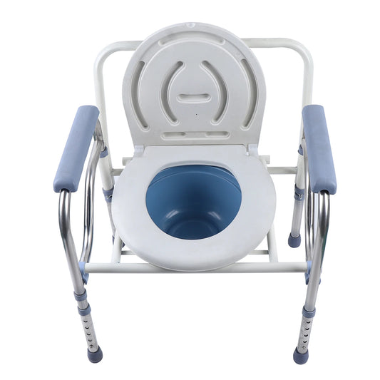 Chaise percée pliante avec seau amovible Chaise percée en acier inoxydable pour personnes âgées jusqu'à 150 kg