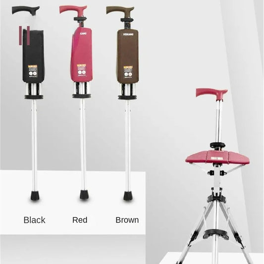 Canne de Marche Multifonction avec Siège – Pliable d’un Clic et Antidérapante pour Seniors