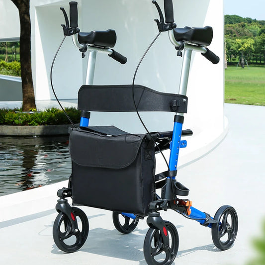 Déambulateur Pliable avec Siège et Hauteur Réglable – Aide à la Marche pour Personnes Âgées