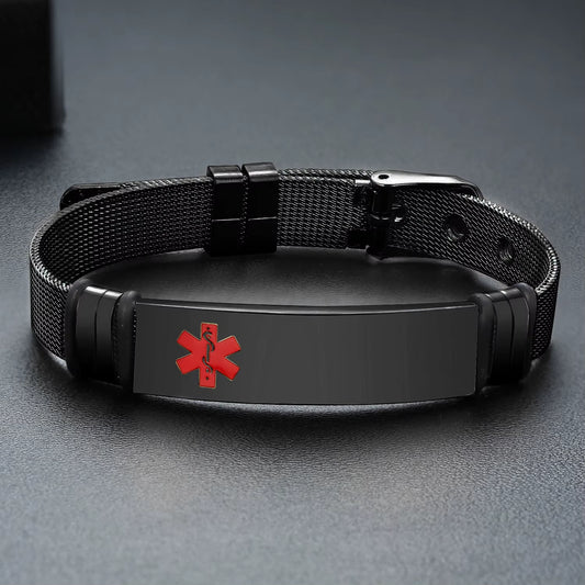 Bracelet d’Identification Médicale en Acier Inoxydable – Étanche et Sécurisé