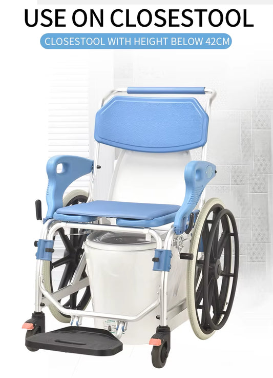 Mobile Portable Foldable Wheeled Bathroom Chair Handicap Patient Bucket Hoost Stool Nursing Commode Toilyet Chair for Elder