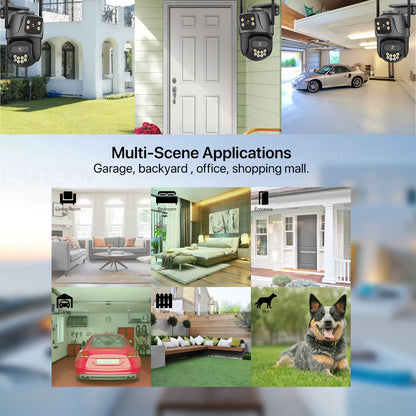 Caméra de Surveillance Extérieure WiFi 4K 8MP à Double Objectif avec Rotation PTZ et Suivi Intelligent