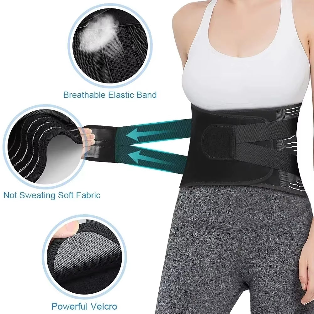 Ceinture Lombaire de Soutien Réglable – Orthèse Médicale à Double Sangle pour Soulager le Dos, Antidérapant