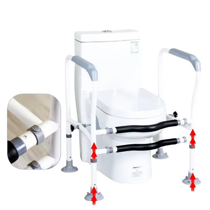 Adjustable Toilet Safety Rail for Elderly Pregnant Disabled Non-Slip Bathroom Handrail with Suction Cups Anti-Fall Assist Frame