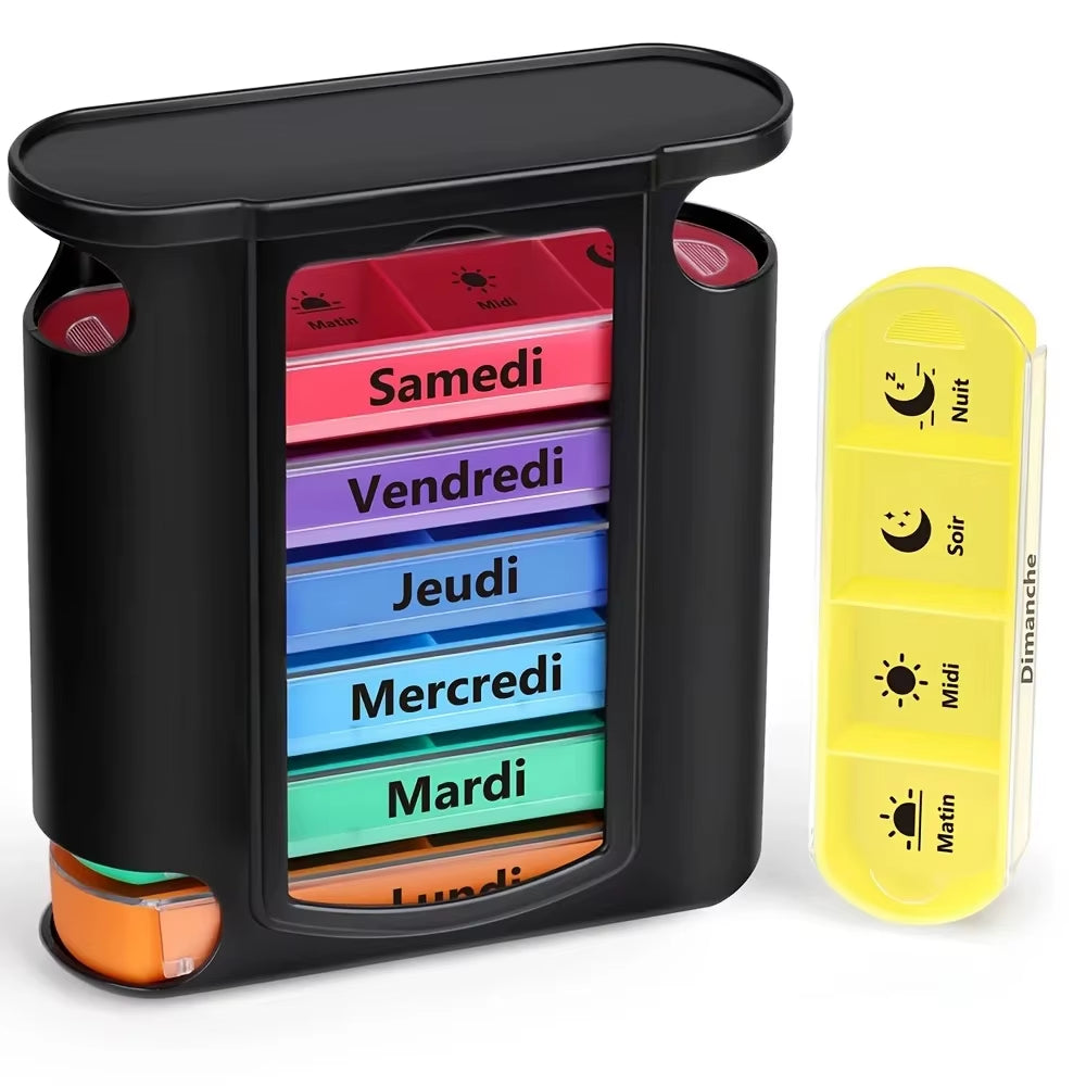 Pilulier Hebdomadaire 4 Compartiments – Matin, Midi, Soir, Nuit