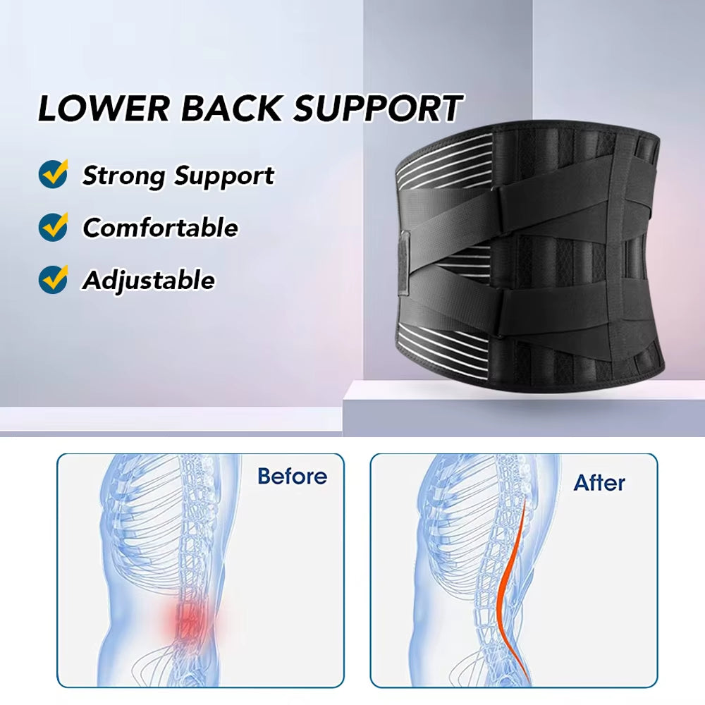 Ceinture Lombaire de Soutien Réglable – Orthèse Médicale à Double Sangle pour Soulager le Dos, Antidérapant