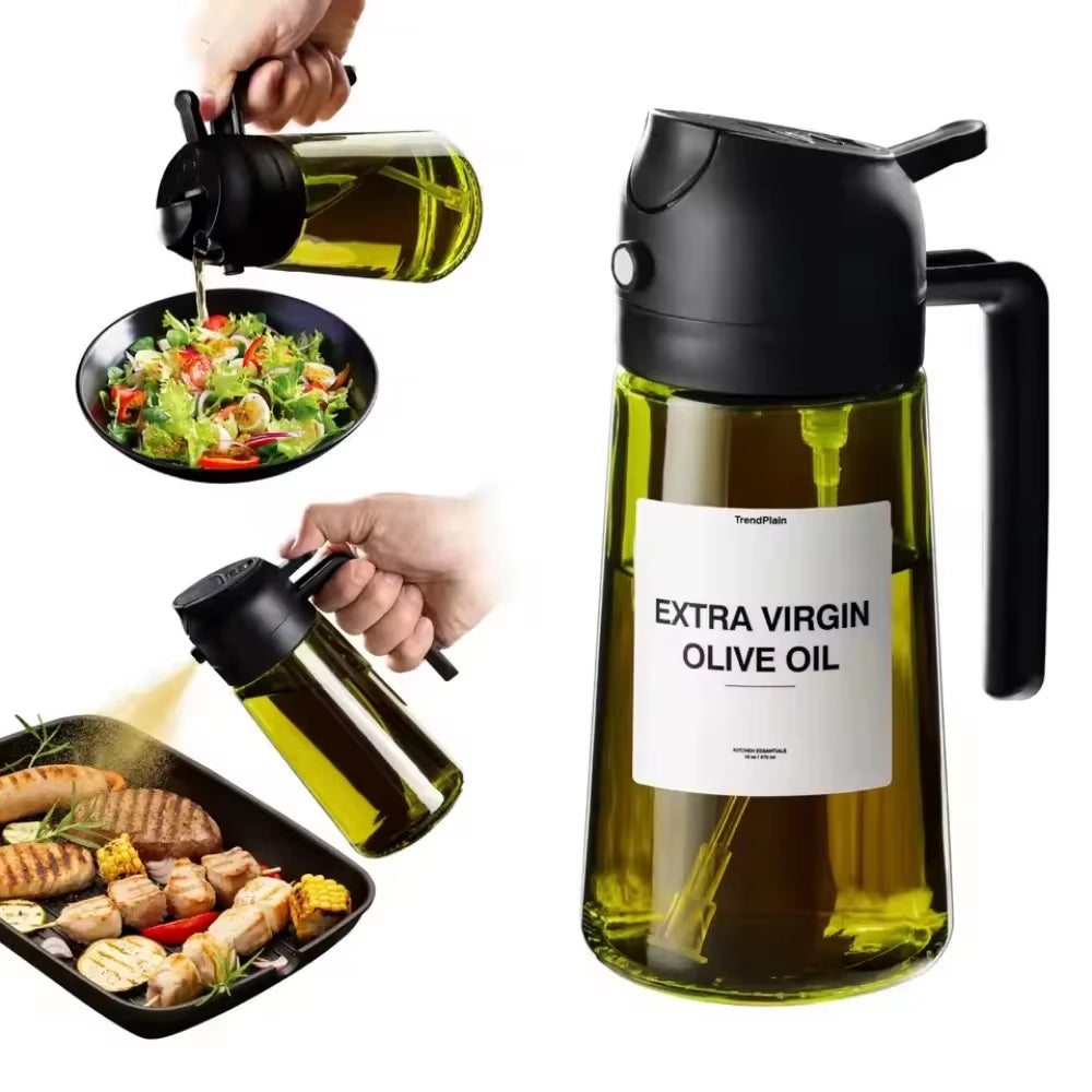 Kitchen Olive Oil Dispenser Bottle 470Ml/16Oz BBQ Baking Salad Vinegar Soy Sauce Sprayer Containers Spray and Pour Oil Pot