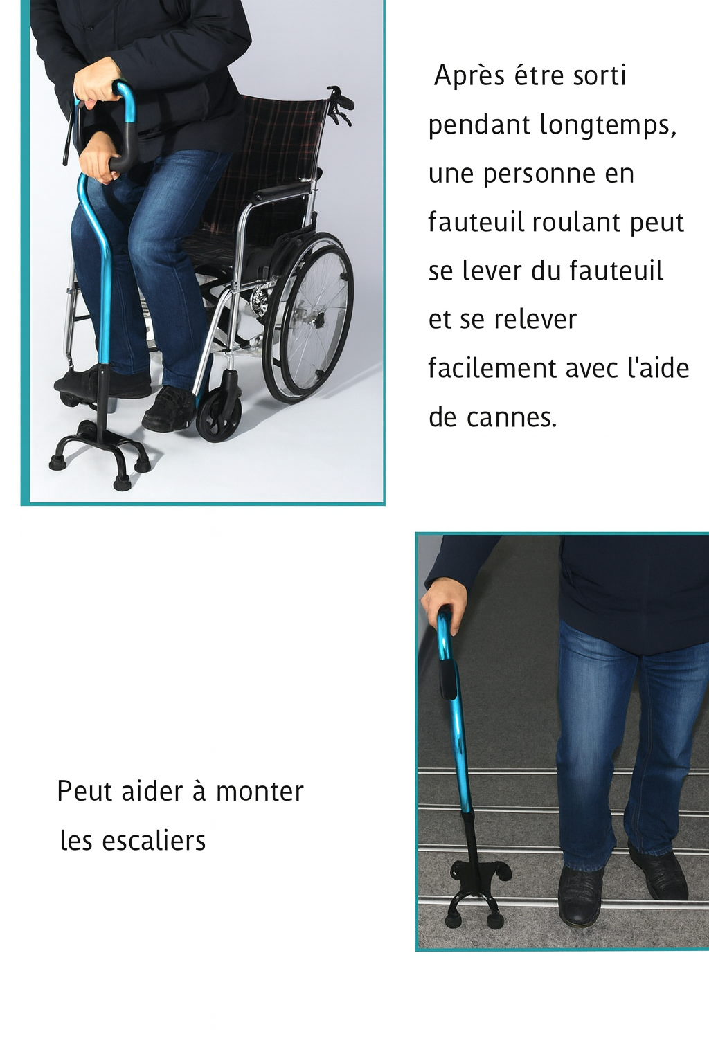 Canne de Marche à Quatre Pieds Antidérapante – Aide Sécurisée pour Seniors