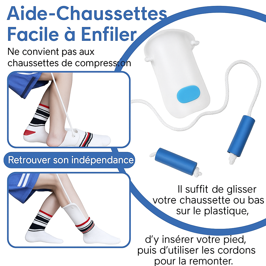 Aide à l’Enfilage des Chaussettes – Dispositif Antidérapant sans Se Pencher pour Seniors