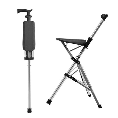 Portable Folding Walking Cane with a Seat, Alloy Cane Walker, Elder Care, Anti-Slip Lightweight Seated Cane for Seniors