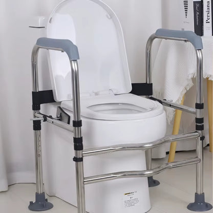 Adjustable Toilet Safety Rail for Elderly Pregnant Disabled Non-Slip Bathroom Handrail with Suction Cups Anti-Fall Assist Frame