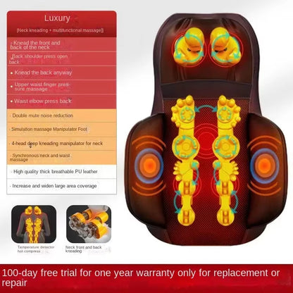 Thai Luxury Open-Back Chair Cushion, Air Compression Shiatsu Mat, Vibration Massage Mat, Full Body Acupressure Massager for Home