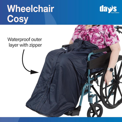 Homecraft Wheelchair Cosy, Standard Size, Wheelchair Blanket for Warmth and Comfort, Wheelchair Accessory, Fleece Lined Blanket with Ring Pulled Zipper, Fits Nearly All Manual Wheelchairs