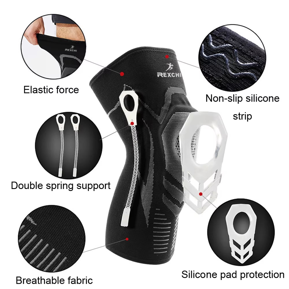 Genouillère de Compression Sportive – Avec Gel Rotulien et Renforts Latéraux pour Soulager les Douleurs Articulaires