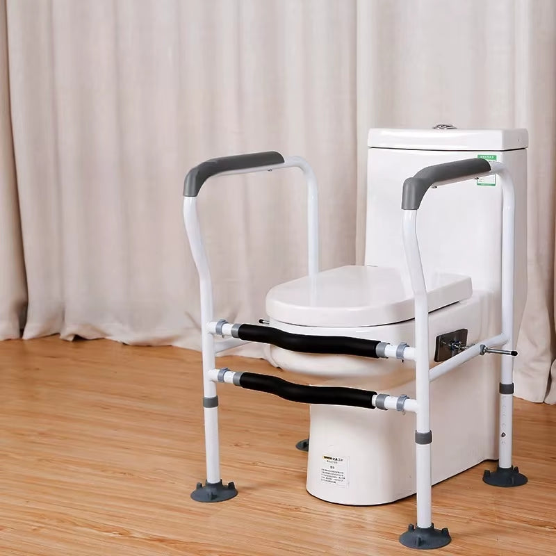 Adjustable Toilet Safety Rail for Elderly Pregnant Disabled Non-Slip Bathroom Handrail with Suction Cups Anti-Fall Assist Frame