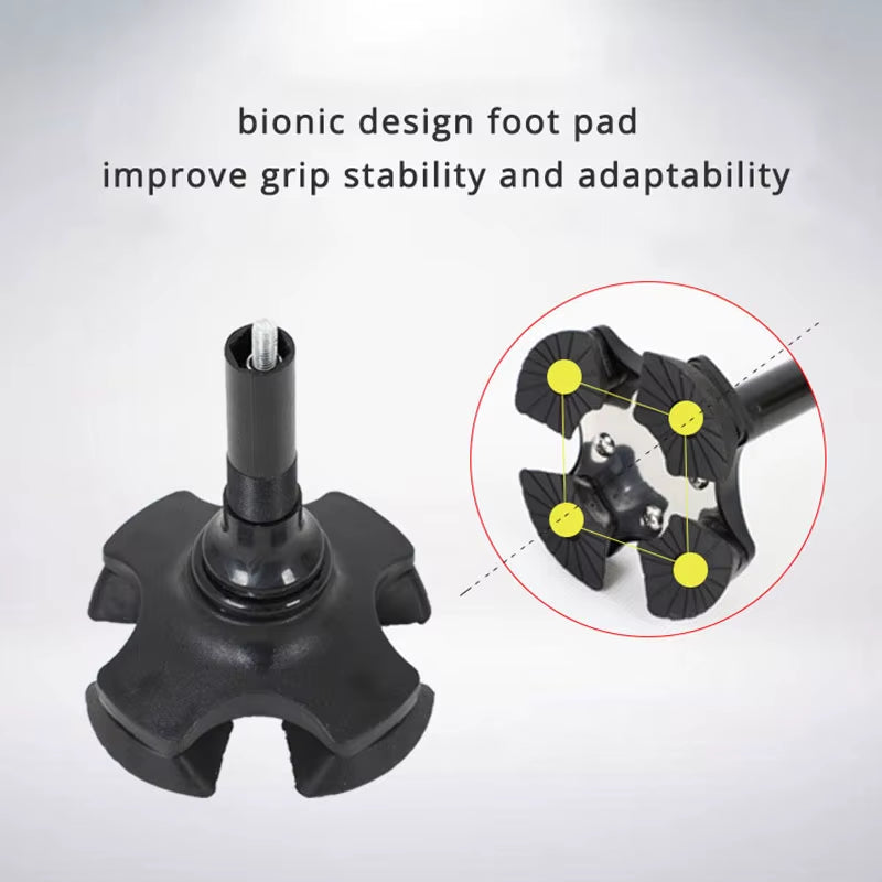 Telescopic Collapsible Cane with LED Light Folding Trusty Walking Cane for Elder Parents Camping Hiking Walking Trekking Stick