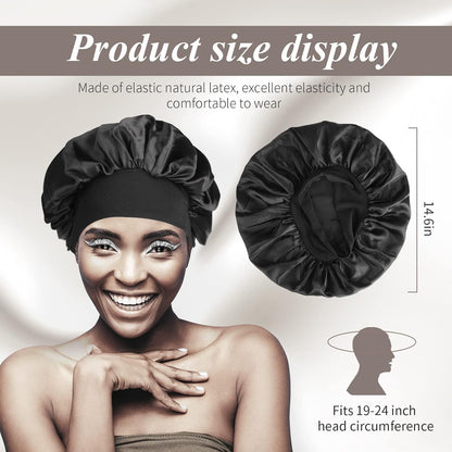 Bonnet De Soie Pour Dormir, Satin Doux Et Confortable, Noir, Bleu Marine