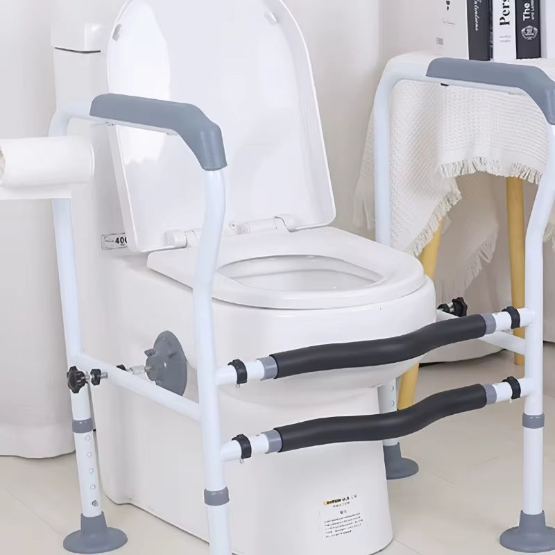 Adjustable Toilet Safety Rail for Elderly Pregnant Disabled Non-Slip Bathroom Handrail with Suction Cups Anti-Fall Assist Frame
