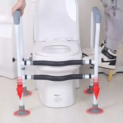 Adjustable Toilet Safety Rail for Elderly Pregnant Disabled Non-Slip Bathroom Handrail with Suction Cups Anti-Fall Assist Frame