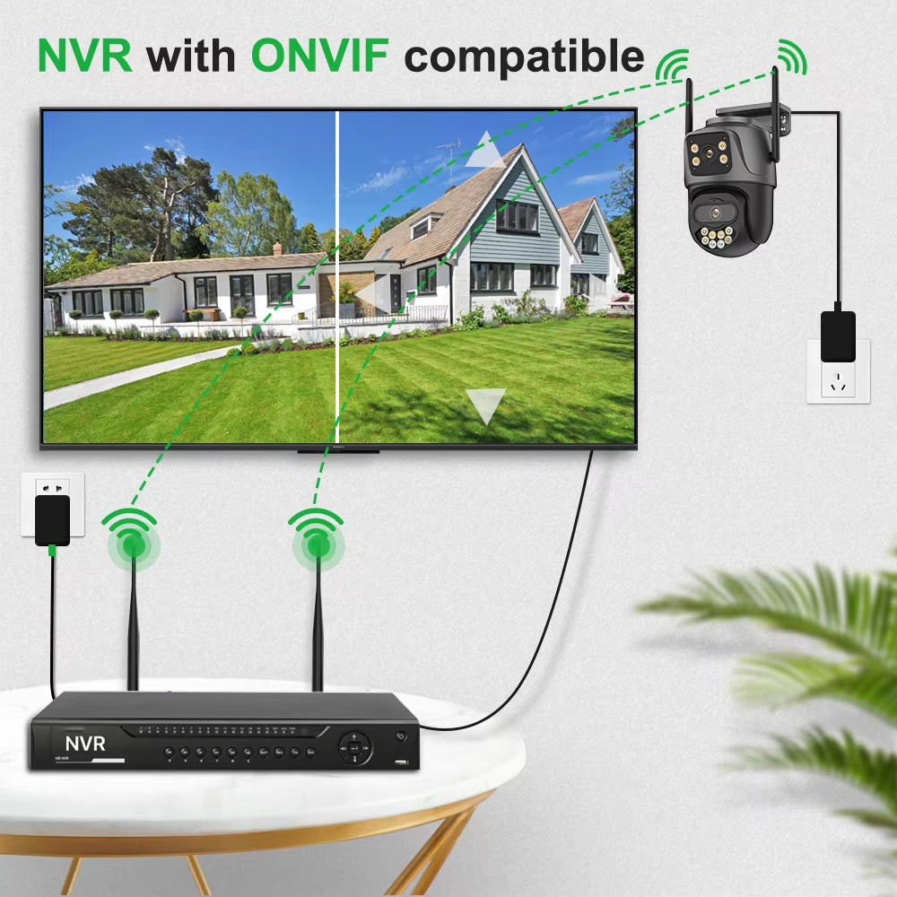 Caméra de Surveillance Extérieure WiFi 4K 8MP à Double Objectif avec Rotation PTZ et Suivi Intelligent