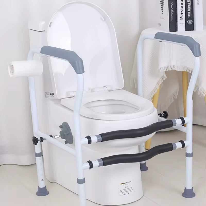 Adjustable Toilet Safety Rail for Elderly Pregnant Disabled Non-Slip Bathroom Handrail with Suction Cups Anti-Fall Assist Frame