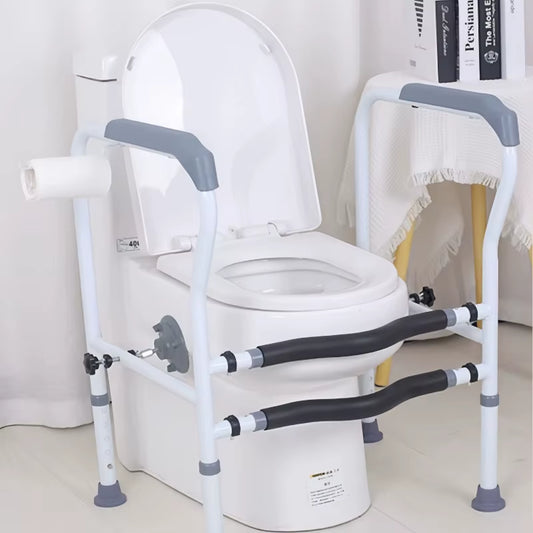 Adjustable Toilet Safety Rail for Elderly Pregnant Disabled Non-Slip Bathroom Handrail with Suction Cups Anti-Fall Assist Frame