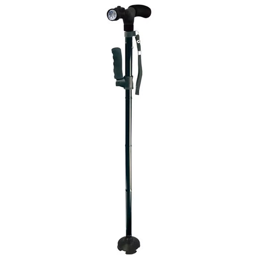 Telescopic Collapsible Cane with LED Light Folding Trusty Walking Cane for Elder Parents Camping Hiking Walking Trekking Stick
