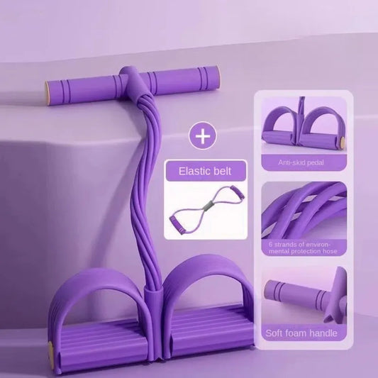 Kit de 6 Bandes de Résistance avec Pédalier – Élastiques de Fitness à Domicile pour Abdos, Bras, Épaules et Yoga