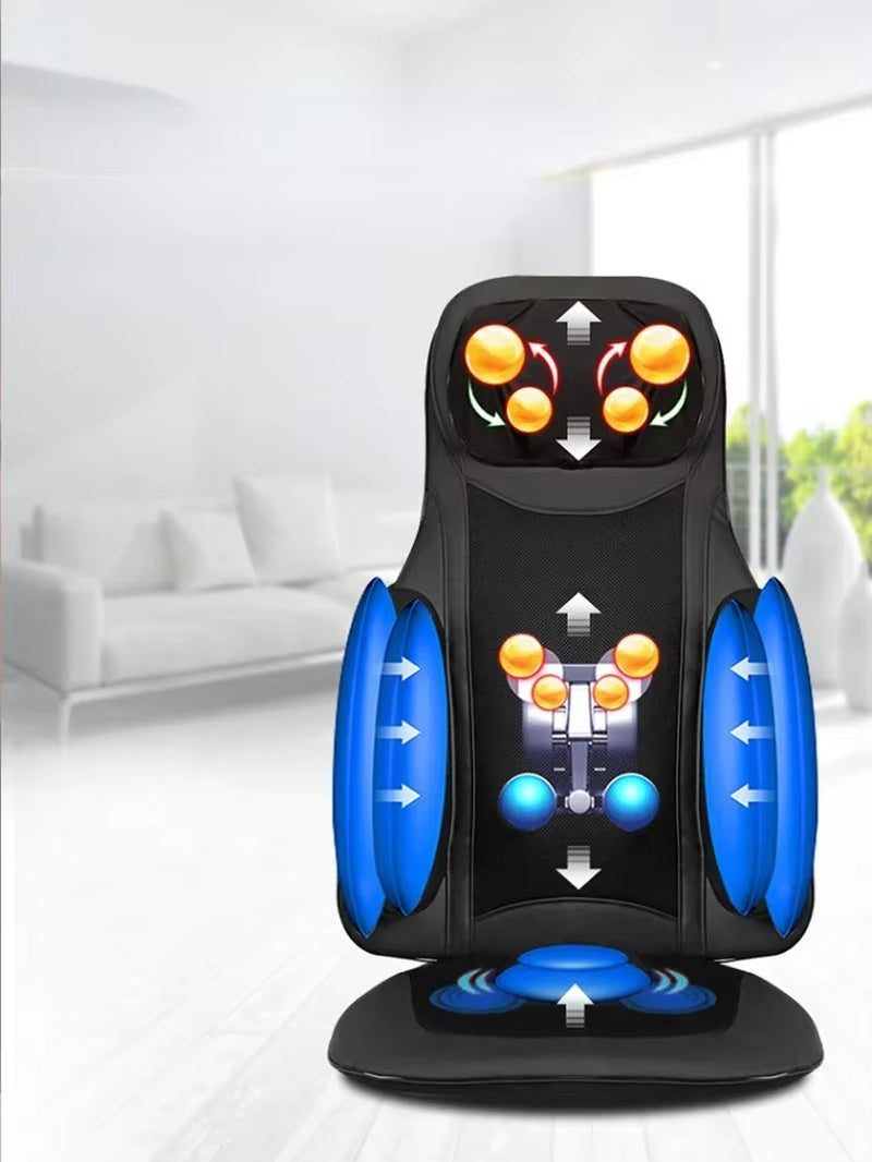 Thai Luxury Open-Back Chair Cushion, Air Compression Shiatsu Mat, Vibration Massage Mat, Full Body Acupressure Massager for Home