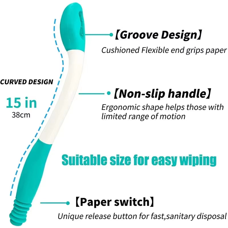 Toilet Aid Tool Wiping Wand Bottom Bum Wiper Long Handle Incontinence Aid Obese Elderly Disability Long Reach Hygienic Cleaning