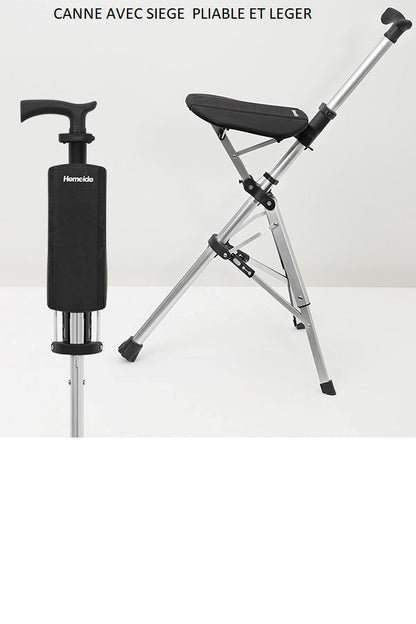 Canne de Marche Pliable avec Siège Légère