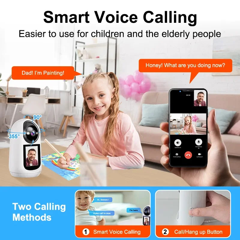 Caméra Intérieure Tuya avec Écran 2,8" HD et Appel Vidéo – Surveillance Maison et Baby ou Papy Monitor 1080P