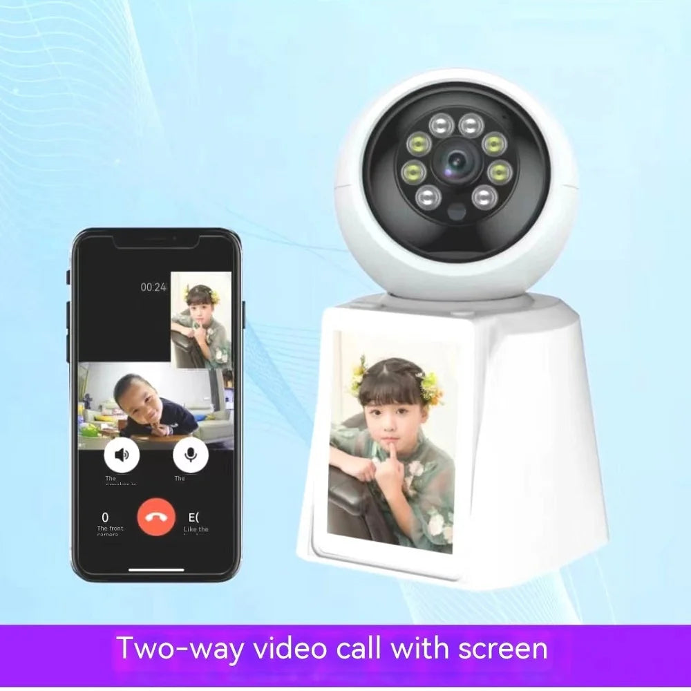 Caméra de Surveillance Intérieure Icsee avec Appel Direct en 1 Clic, Écran IPS et Rotation PTZ – Idéale Bébé et Seniors
