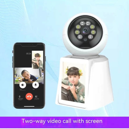 Caméra de Surveillance Intérieure Icsee avec Appel Direct en 1 Clic, Écran IPS et Rotation PTZ – Idéale Bébé et Seniors