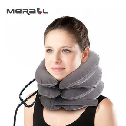 Collier Cervical Gonflable à 3 Couches – Traction Douce et Soulagement des Douleurs Cervicales