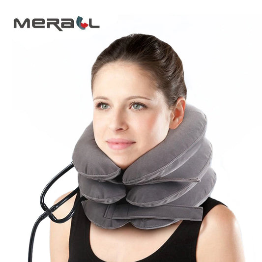 Collier Cervical Gonflable à 3 Couches – Traction Douce et Soulagement des Douleurs Cervicales