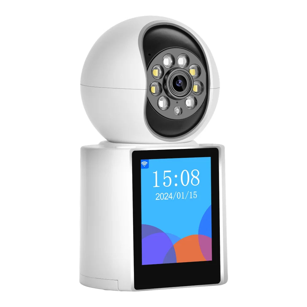 Caméra de Surveillance Intérieure Icsee avec Appel Direct en 1 Clic, Écran IPS et Rotation PTZ – Idéale Bébé et Seniors