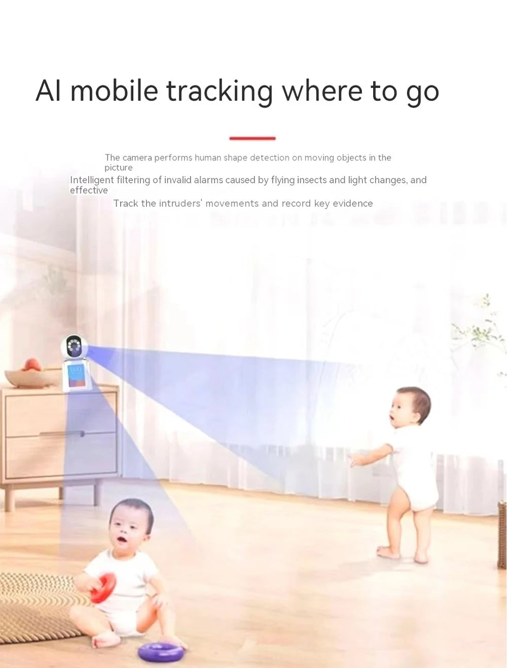 Caméra de Surveillance Intérieure Icsee avec Appel Direct en 1 Clic, Écran IPS et Rotation PTZ – Idéale Bébé et Seniors