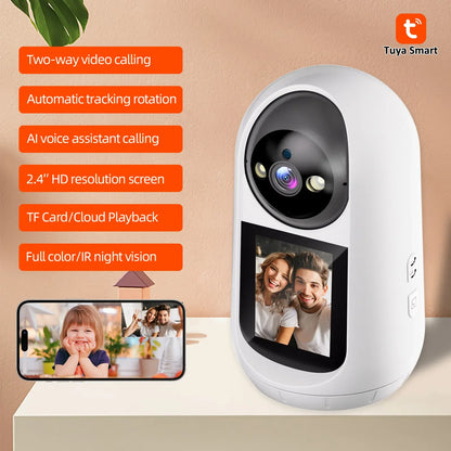 Caméra Intérieure Tuya avec Écran 2,8" HD et Appel Vidéo – Surveillance Maison et Baby ou Papy Monitor 1080P